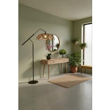 Elizim Home Lighting Lotus Yaprak Lambader Eskitme Detaylı Siyah Metal Dekoratif Antre Salon Oturma Odası ve Yatak Odası Lambası