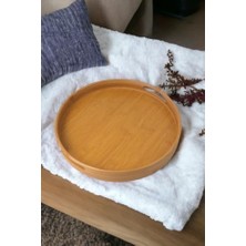 Livizmir Moda 35CM Yuvarlak Bambu Servis Tepsisi, Ahşap Yuvarlak Tepsi, Bambu Tepsi (35CM*35.CM*6CM)