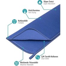 Livizmir Moda Aksu Livarno Mikrofiber Bulaşık Altlığı Kurutma Matı Katlanabilir Çift Yüzey Germany 44X36 Cm. Gri