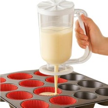 Livizmir Moda Beyaz Hamur Porsiyonlayıcı – Kek, Krep, Muffin ve Pancake Hamuru Dağıtıcı, Ölçekli Karıştırma Kabı 900 ml
