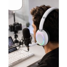 Aycer Beyaz Kablosuz Bluetooth Kulaklık Mikrofonlu Ergonomik Kulak Üstü Tasarım - Lisinya