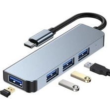 Livizmir Moda USB ve Type-C 4 In 1 USB 3.0 Hub Alüminyum Gövde USB Çoklayıcı Hub (Type-C Girişli)