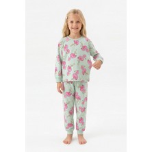Modanino Kız Çocuk %100 Pamuk ve Filamingo Desenli Pijama Takımı 3-8 Yaş 12744IS