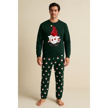 Bony Socks Erkek Santa Claus Yılbaşı Temalı Sweatshirt Pijama Üstü Yeşil