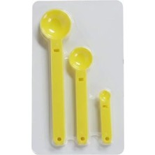 Livizmir Moda Renkli Plastik Ölçü Kaşık Seti, 3 Parça, Yeşil, 6.8cm, 12.4cm, 17.3cm