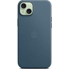 Livizmir Moda Apple iPhone 15 Plus Için Magsafe Özellikli Mikro Dokuma Kılıf - Pasifik Mavisi ​​​​​​​
