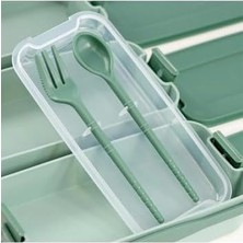 Livizmir Moda Demirdengelsin 3 Katlı Beslenme Kutusu, Yemek Taşıma Kabı, Kaşık Çatal Dahil, Sefer Tası, Yeşil, 420 Ml, Bpa-Free