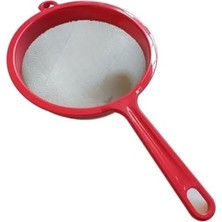 Livizmir Moda -Plastik Saplı Paslanmaz Çelik Süzgeç - Kırmızı - 17 cm