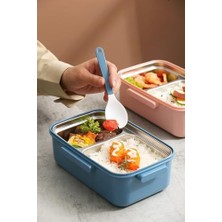 Livizmir Moda Beslenme Kutusu Tek Katlı Paslanmaz Çelik - 900 ml 2 Bölmeli Yeni Nesil Sefer Tası (Gri)