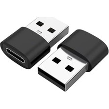 Livizmir Moda USB To Type-C Çevirici Adaptör | USB Girişli Cihazlardan Type-C Kablo Kullanımı Için Tak-Çalıştır Dönüştürücü Siyah