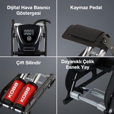 Livizmir Moda KB5402D Çift Pistonlu Dokunmatik Dijital Basınç Göstergeli Ayak Pompası ve Taşıma Kılıfı, Kırmızı/siyah