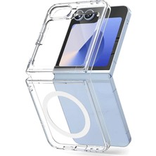 Livizmir Moda & Aksesuar  Galaxy Z Flip 7 Için Magsafe ile Uyumlu Arka Kısmı Şeffaf Kenarları Silikon Yapılı Güçlendirilmiş Mıknatıslı Wireless Kablosuz Şarj Destekli Kılıf (Z Flip 7)