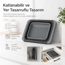 Livizmir Moda Ayarlanabilir Katlanır Lavabo Süzgeci, 6,3 Litre, Plastik ve Silikon, Aç Kapa Mutfak Için Tezgah Üstü Pratik Sürgülü Süzgeç, Gıda Ile Temasa Uygun, Bpa Içermez