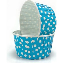 Livizmir Moda 50'li Büyük Boy Xl Açık Mavi Puantiyeli Muffin Cupcake Kalıbı Jumbo Kek Kapsülü, Airfryer Uyumlu
