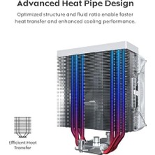 Livizmir Moda NX400 Argb - Cpu Soğutucu, Tek Kule, 4 Gelişmiş Isı Borusu, 52 Kanatlı Isı Emici, E28, 120 mm Fdb Statik Basınçlı Fan, 28 mm Fan Kalınlığı, Köşe Kapağı Ayak Pedleri, Argb - Beyaz
