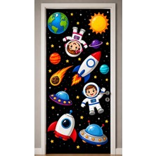 Promisebackdrop2 190X75CM Lastikli Kapı Süsü, Kumaş Kapı Giydirme, Uzay Temalı , Sınıf Kapısı, Okul Etkinlik Kapı Süsü