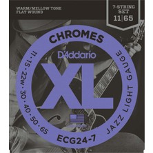 Ernie Ball Daddarıo ECG24-7 Elektro Gitar Tel Seti, 7 Telli, Chromes, 11-65, Jazz Lıght