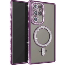 Grandor Samsung Galaxy S25 Ultra Kılıf Joke Simli Magneticsafe Kılıf - Derin Mor