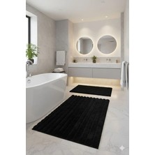 Homeland Tavşan Tüyü Klozet Takımı Banyo Paspası Kaymaz Tpr Taban Yıkanabilir 2'li Set 40X60-60X100