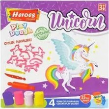 Byanes Unicorn Oyun Hamuru Seti 2 Küçük Bıçak, 1 Şişme Merdane, 50 Gr. 4 Renk Oyun Hamuru