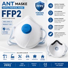 Ant Maske Ffp2 Ventilli Partikül Maskesi | Toz, Polen ve Ince Partiküllere Karşı Koruyucu Maske | Tekli