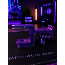 Livizmir Moda Mor-Mavi Premium Kulaklık Standı | 3D Premium Tasarım | Gamer Masa Kenarı Aksesuarı | Nebula Edition