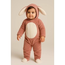 Bony Socks Kız Bebek Tavşan Kulaklı Kapüşonlu Peluş Tulum Pembe