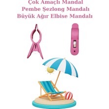 Byanes 4 Adet Delüks Büyük Boy Plaj Havlu Mandalı-Çok Amaçlı Mandal-Havlu Tutucu-Şezlong Sabitleyici