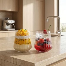 Livizmir Moda Cam Bardak, 300 ml Geniş Kapasite, Isıya Dayanıklı Yapı, Elmas Şeklinde Tasarım, Bulaşık Makinesinde Yıkanabilir, Ev Ofis Restoran Için Kullanıma Uygun Çay Kahve Espresso Latte Sunum Bardağı