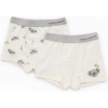 Bony Socks Erkek Çocuk Koala Desenli 2'li Boxer Ekru