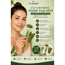 Yurish 2'li Set %100 Doğal Yeşim Taşı - Kalp Gua Sha Cilt Masaj Aleti Yüz Masaj Aleti