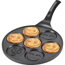 Livizmir Moda 27 cm Döküm Granit Emojili Pancake Tavası | Yapışmaz Granit Kaplama Krep ve Pancake Tavası | Dayanıklı ve Eşit Isı Dağılımlı Tava