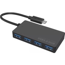 Livizmir Moda Type-C To 4 Port USB 3.0 Hub Ince Tasarım 5gbps Yüksek Hızlı Super Speed Type-C Çıkışlı USB 3.0 Girişli Çoklayıcı Çoğaltıcı Çevirici Adaptör