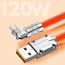 Livizmir Moda A6015 USB To Type C Hızlı Şarj Data Kablosu Çevirici Dönüştürücü Adaptör 180° Döner 120W - 1m x 2 Adet