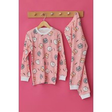 Bony Socks Kız Çocuk Sevimli Kedi Desenli Pijama Takımı Pembe