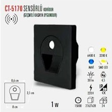 Livizmir Moda CT-5170 1 Watt Siyah Kasa Sensörlü Koridör Armatürü Beyaz