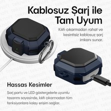 Livizmir Moda Galaxy Buds 4 Pro ve Buds 4 ile Uyumlu Darbelere Karşı Ultra Güçlü Çift Renkli Sert Kenarlı Mat Silikon Kılıf (Lacivert, Galaxy Buds 4 Pro/4)