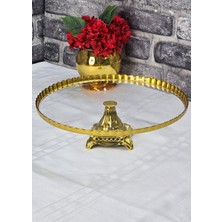 SEÇKİNEV Patissiere Yuvarlak 32CM, Döküm Metal Gt Ayaklı Sunum Tabağı Altın/gümüş/eskitme