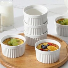 Livizmir Moda 6’lı Seramik Sufle Kabı Seti, Isıya Dayanıklı, Fırın ve Mikrodalga Uyumlu, Kolay Temizlenir, Tatlı Sos Meze Sunumu Için Şık ve Dayanıklı Sufle Kasesi Seti