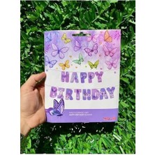 Livizmir Moda Mfm Kelebek Temalı Happy Birthday Banner Yazı