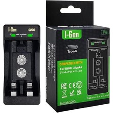 Livizmir Moda I-Gen Batteries G200 2'li Pil Şarj Aleti Type-C Girişli, Aa/aaa / 9V Akıllı Hızlı Pil Şarj Cihazı