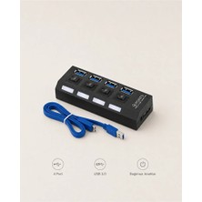 USB 3.0 Çoğaltıcı Hub 4 Port Anahtarlı On/off Düğmeli Yüksek Hız