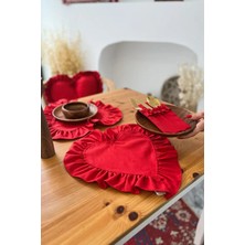 Kai Home Lovely Kalp Fırfırlı Keten Supla / Amerikan Servis 2li