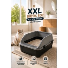 Kurtbay Şekil Comfort Xxl Açık Kedi Tuvaleti Büyük Boy Kedi Kum Kabı Yüksek Kenarlı Kürek Hediyeli 60X42X25 cm