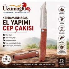 Üzümoğlu Küçük Boy Fiber Saplı Cep Çakısı – T5 Fransız Çeliği Katlanır Kamp Av ve Balıkçılık Bıçağı 17 cm