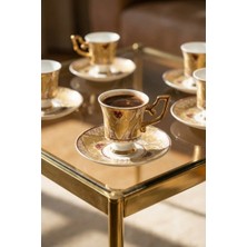 Acar Nicoline 24K Altın Detaylı 6 Kişilik Porselen Kahve Fincan Takımı - 90 ml