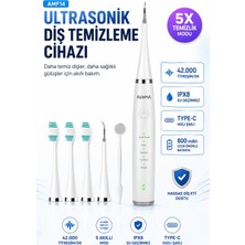 Robeve Auhma AMF14 Ultrasonik Diş Temizleme Cihazı Elektrikli Diş Fırçası Seti | 42.000 Titreşim/dk | 5 Akıllı Mod | Ipx8 Su Geçirmez | Diş Taşı Temizleyici, Plak Temizleyici, Ağız Aynalı 5 Başlıkllı