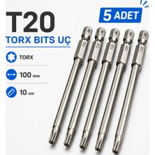 Nt Probits (5 Adet) Manyetik S2 Torx T20 Bits Uç 100 mm Uzun Tornavida Matkap Vidalama Manyetik Vidalama Ucu