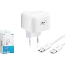 Marsilyan Type-C Hızlı Şarj Seti 45W Type-C Adaptörlü 1 M Örgülü Kablolu Beyaz ND1014