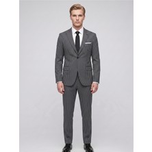Plus Scorpion Erkek Çizgili Takım Elbise – Slim Fit Modern Kesim Şık Klasik Ceket Pantolon Takım